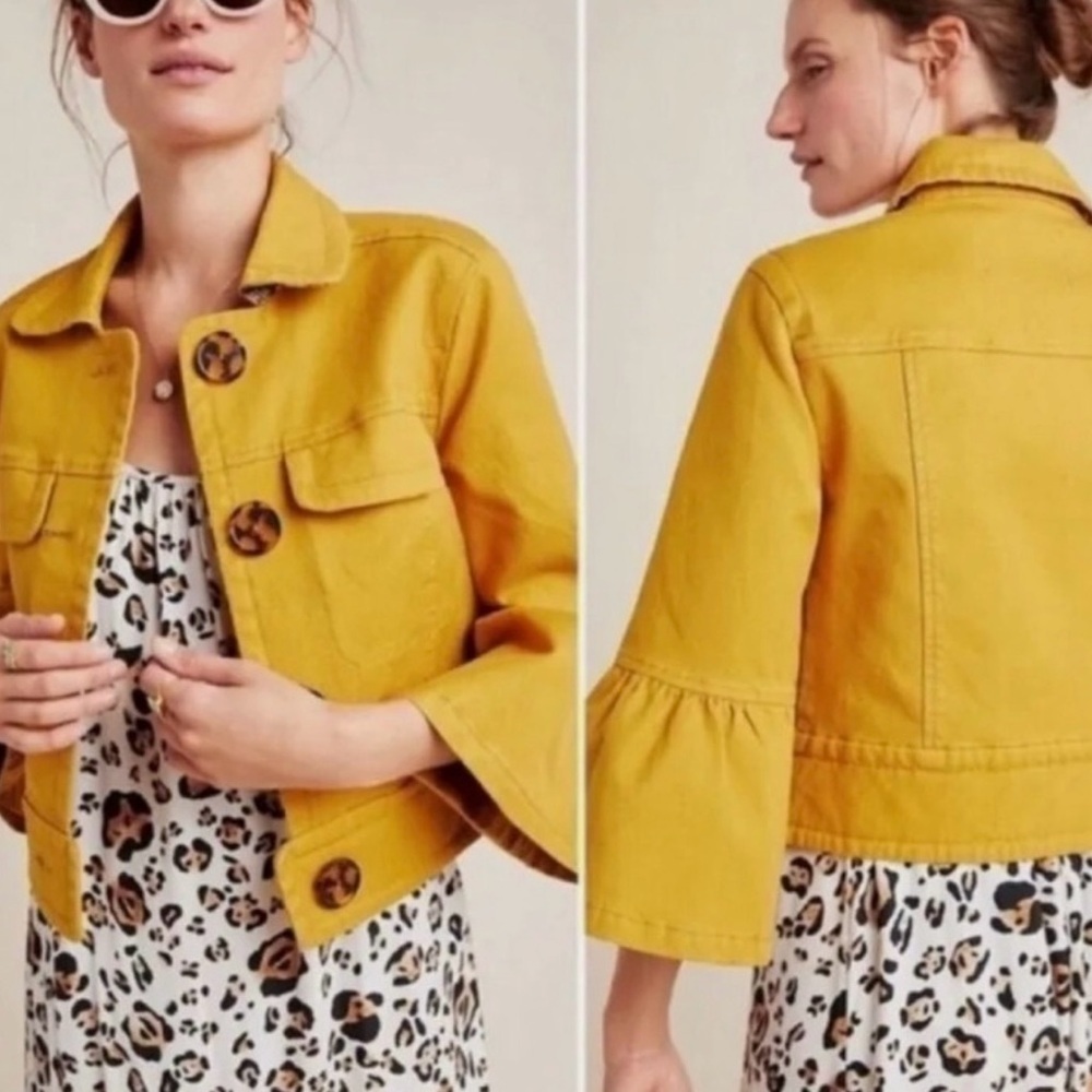 Anthropologie Nora Flounce Sleeve Jacket women’s